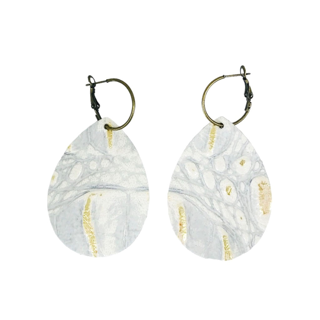 Gold & Ivory Alligator Hoop Earrings