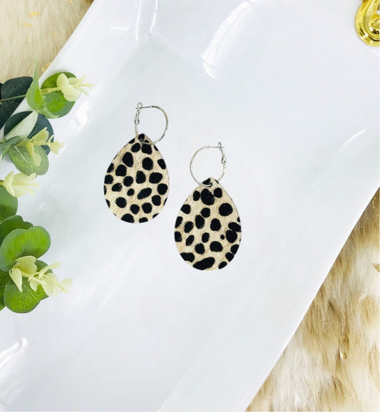 Hair On Spotted Leopard Leather Hoop Earrings - E19-3427
