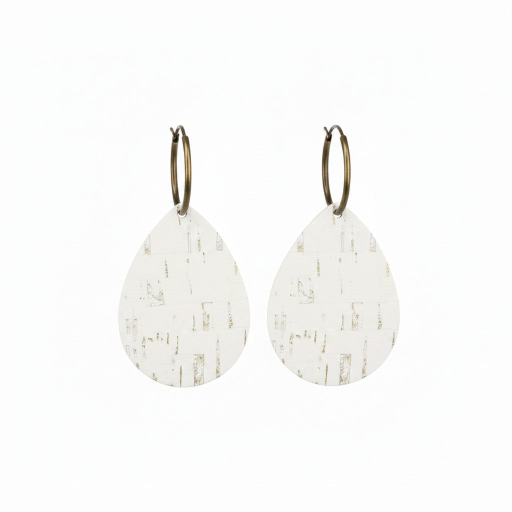Off White Birch Teardrop Hoop Earrings