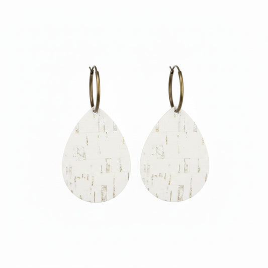 Off White Birch Teardrop Hoop Earrings