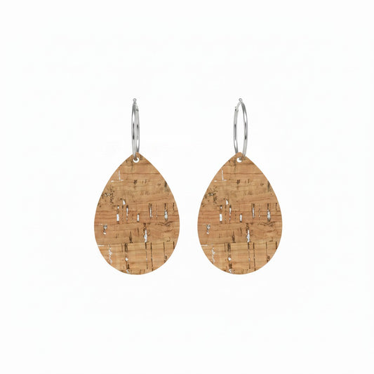 Metallic Silver Speckled Teardrop Hoop Earrings
