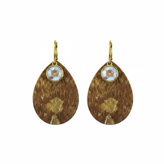 Golden Drift Rhinestone Hoop Teardrop Earrings