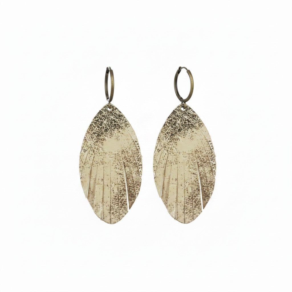 Platinum Crackle Fringe Hoop Earrings