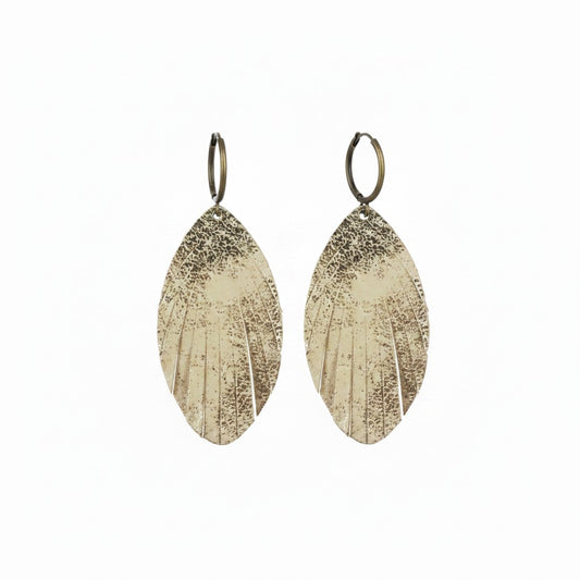 Platinum Crackle Fringe Hoop Earrings