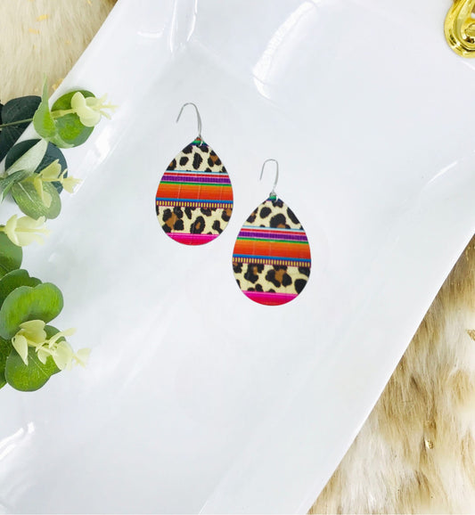 Wild Serape Leopard Leather Earrings - E19-3471
