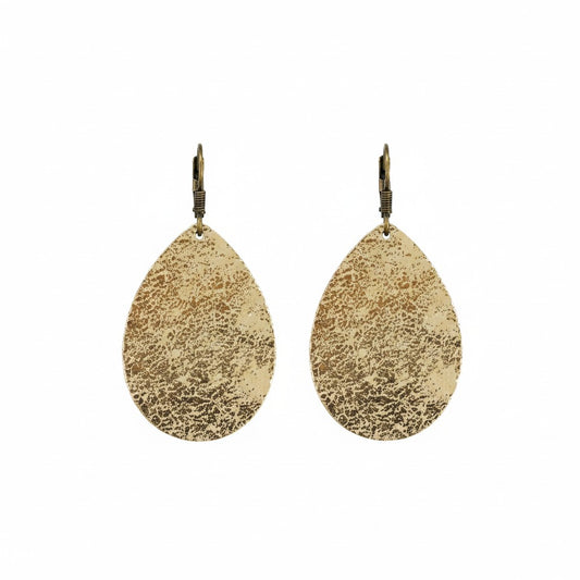 Platinum Crackle Teardrop Hoop Earrings