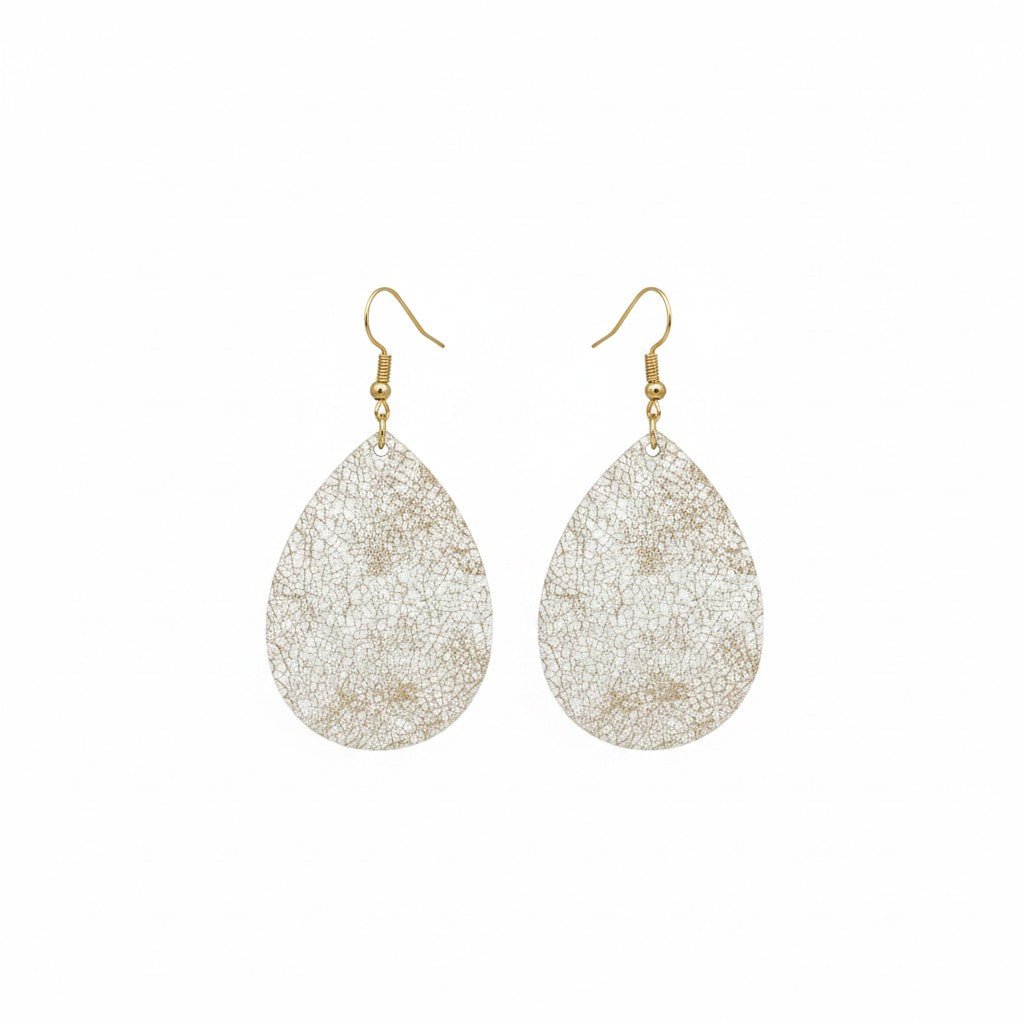 Distressed White Teardrop Earrings