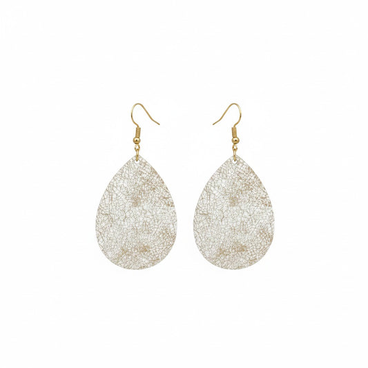 Distressed White Teardrop Earrings