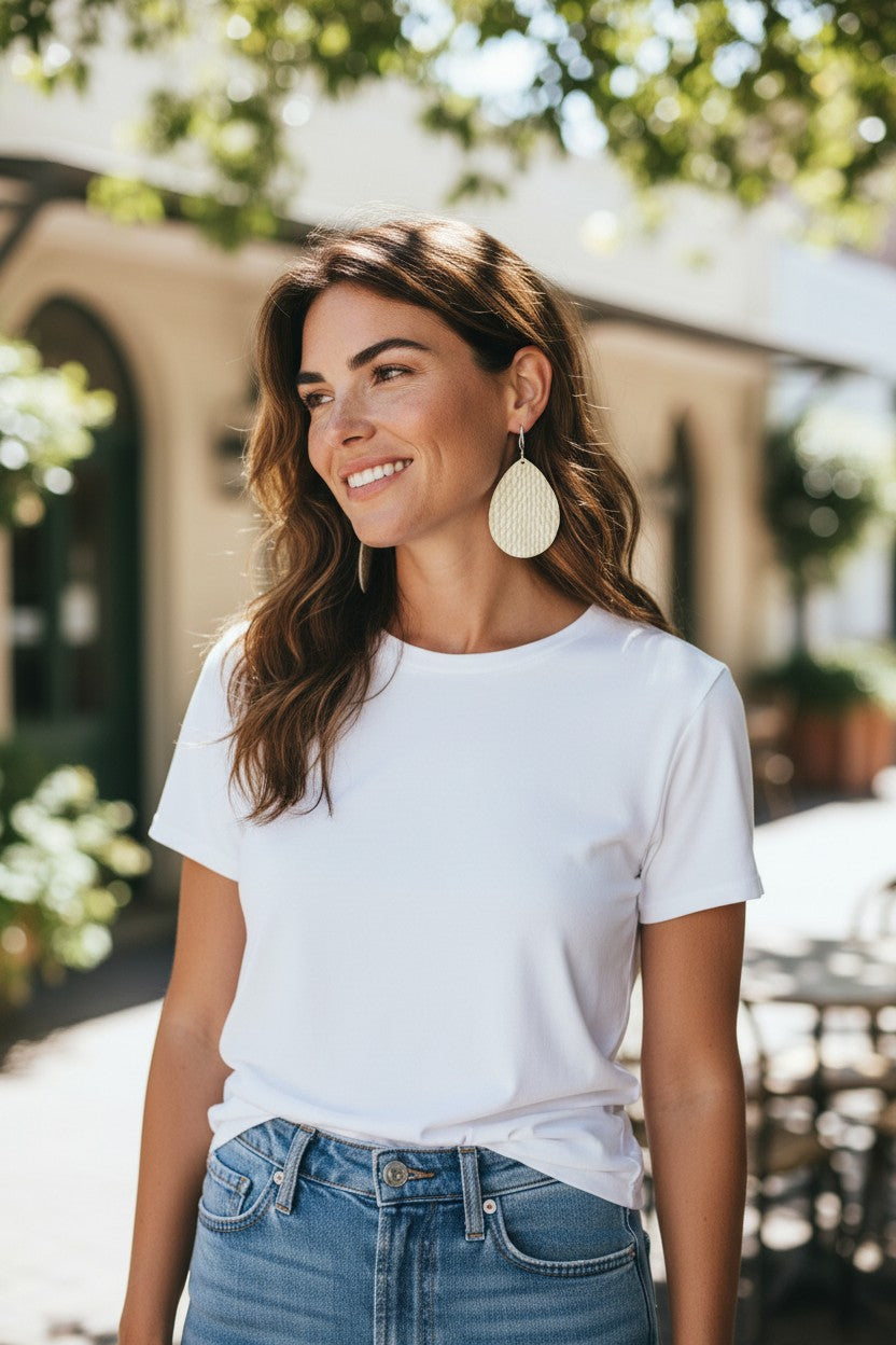 Platinum Amazon Cobra Leather Earrings - E19-3484