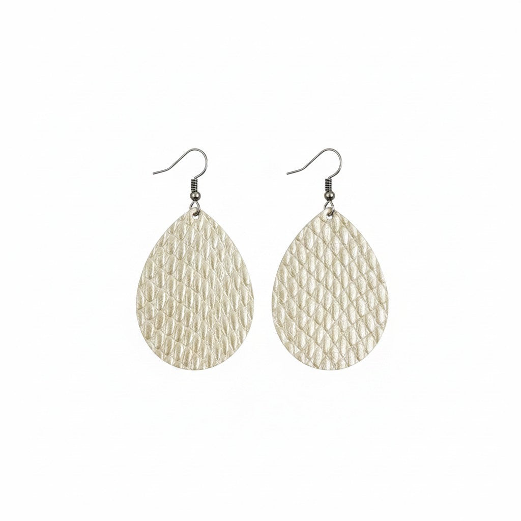 Platinum Snake Leather Earrings