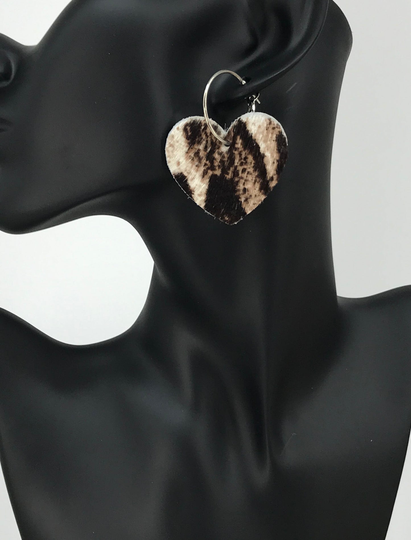 Hair On Leopard Leather Hoop Earrings - E19-3504