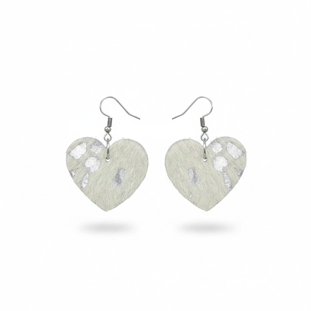Moonlit Silver Heart Earrings