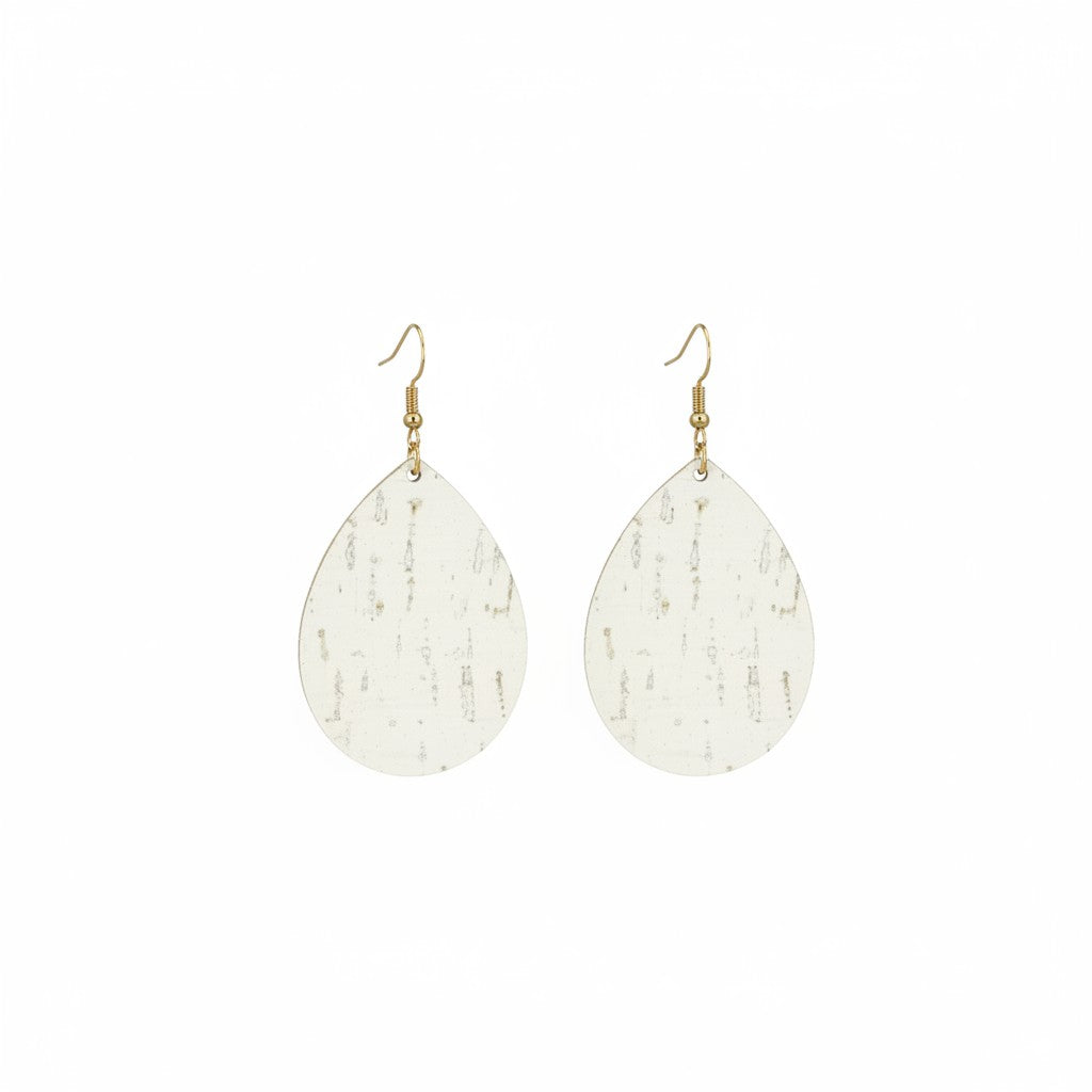 Off White Birch Teardrop Earrings