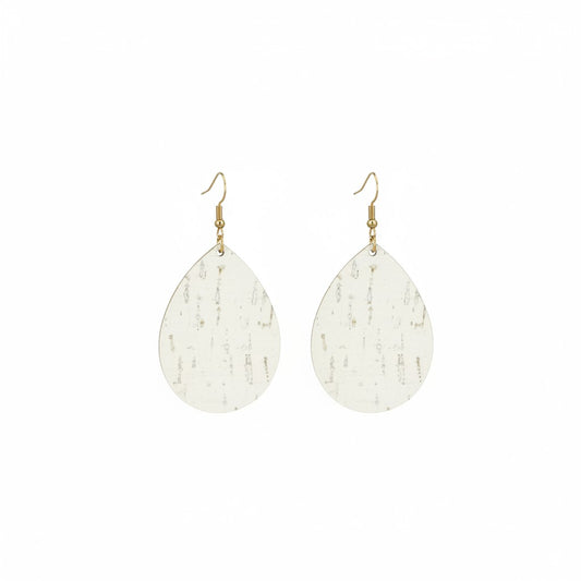 Off White Birch Teardrop Earrings