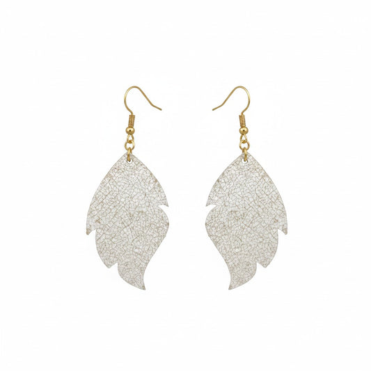 Distressed White Leaf Earrings