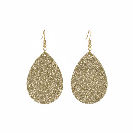 Golden Glow Fine Glitter Teardrop Earrings