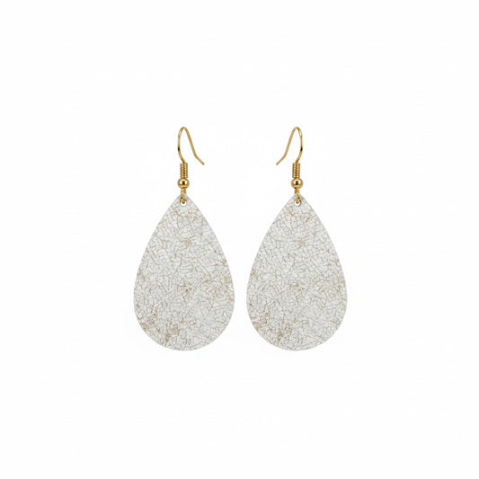 Distressed White Teardrop Earrings