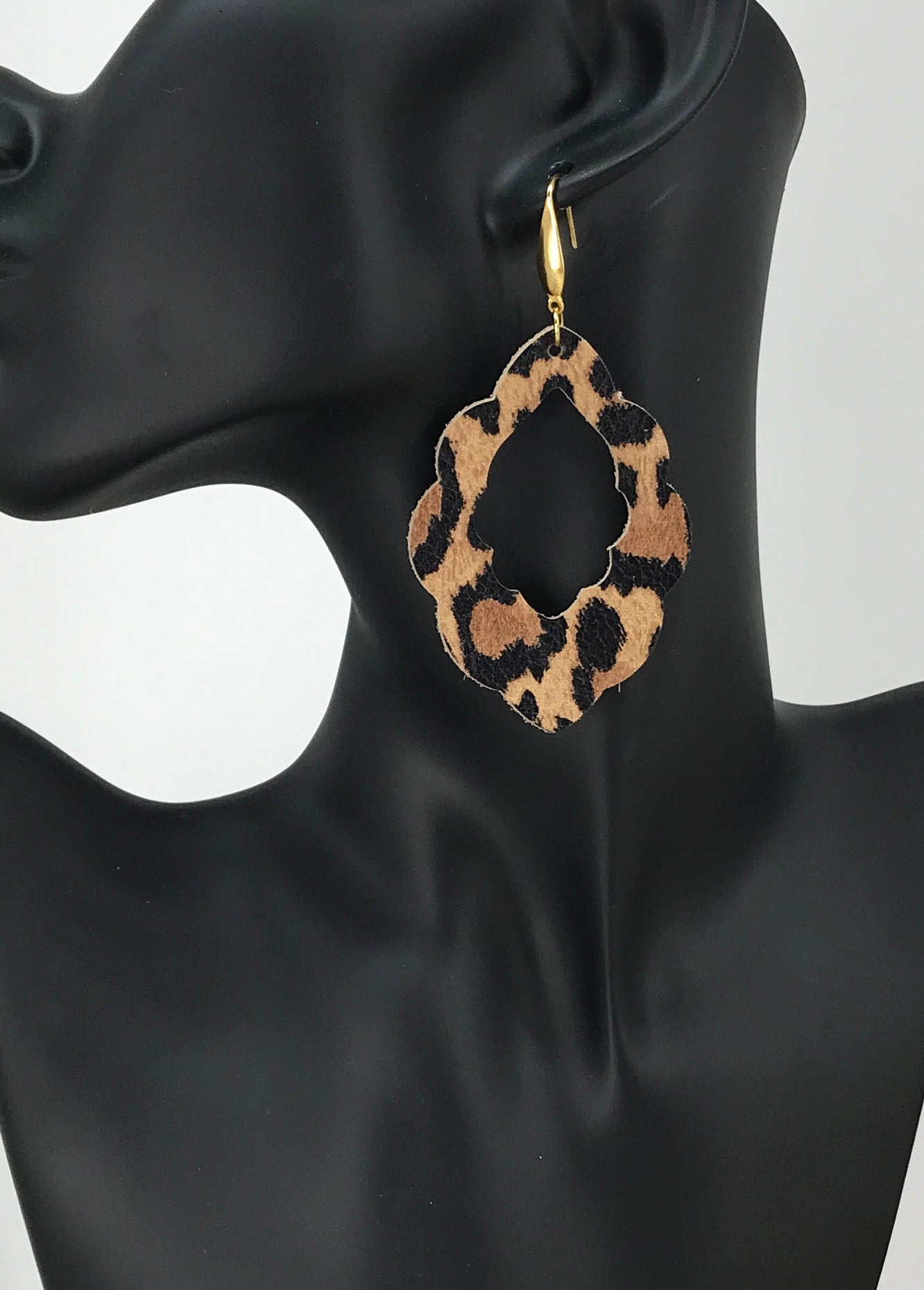 Mini Tan Cheetah Leather Earrings - E19-3549