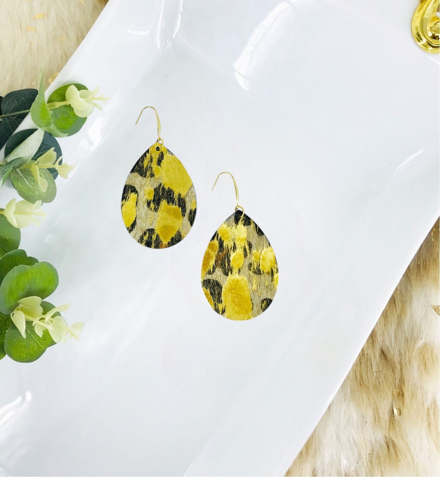 Hair On Leopard Leather Earrings - E19-3613