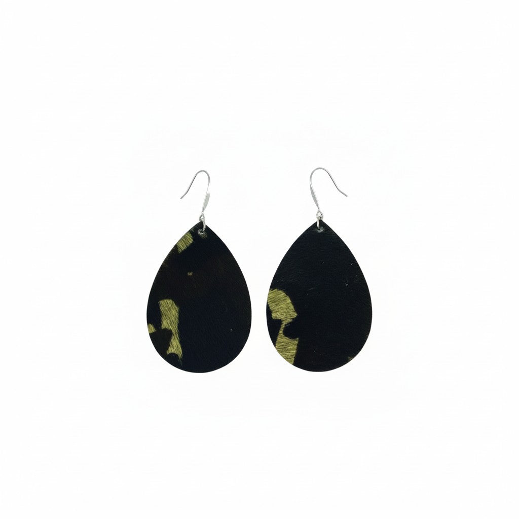 Evergreen Camo Bold Teardrop Earrings