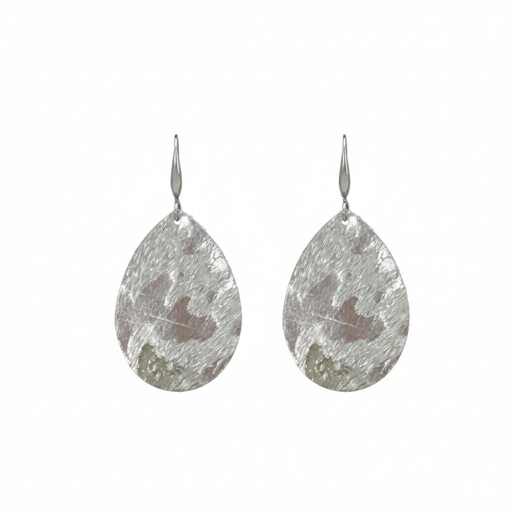 Moonlit Silver Acid Wash Teardrop Earrings