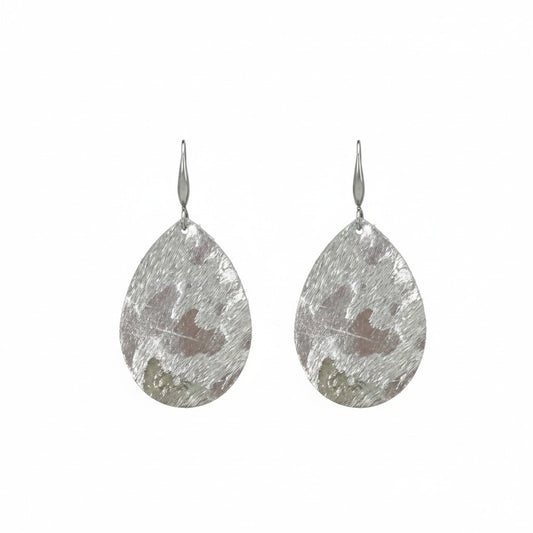 Moonlit Silver Acid Wash Teardrop Earrings