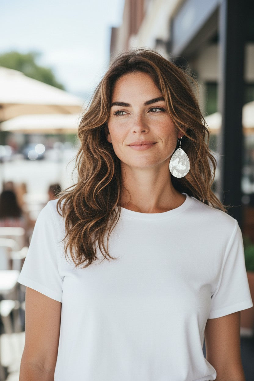 Silver Hair On Leather Earrings - E19-3616