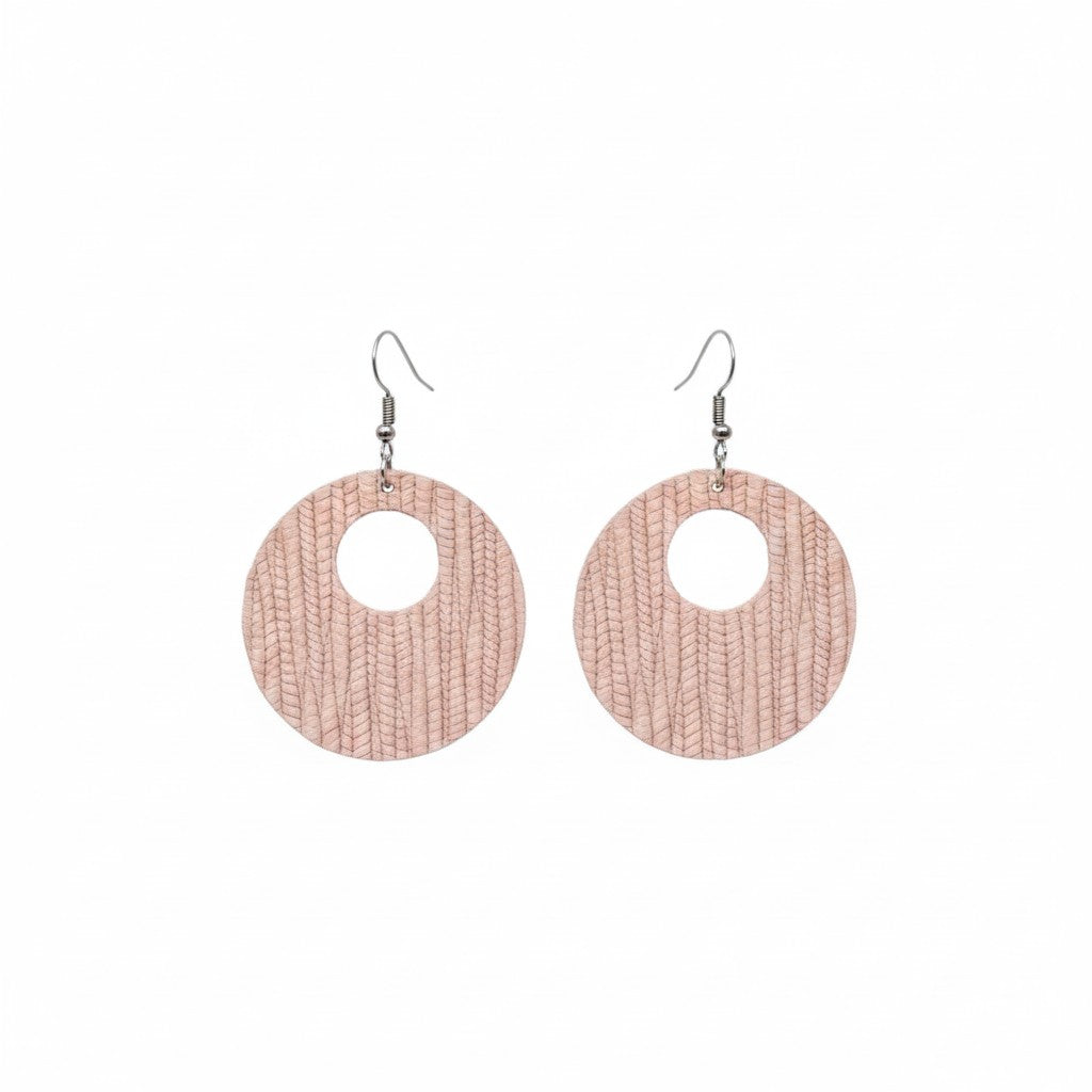Light Pink Genuine Leather Earrings - E19-363