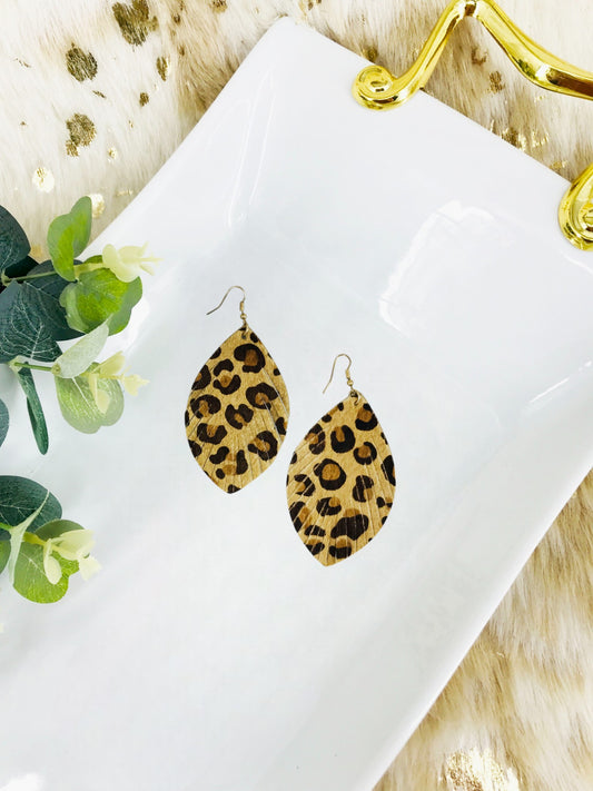 Braxon Natural Leopard Animal Print Feather Earrings - E19-3648