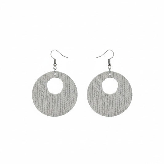 Gray Genuine Leather Earrings - E19-364