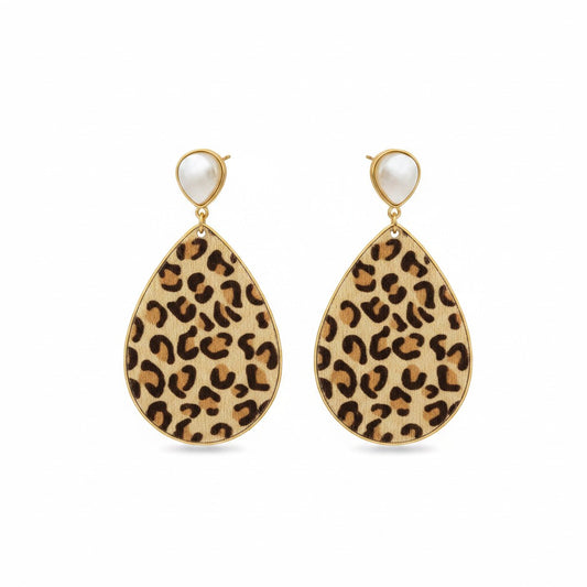 Golden Prowl Stone Post Teardrop Earrings