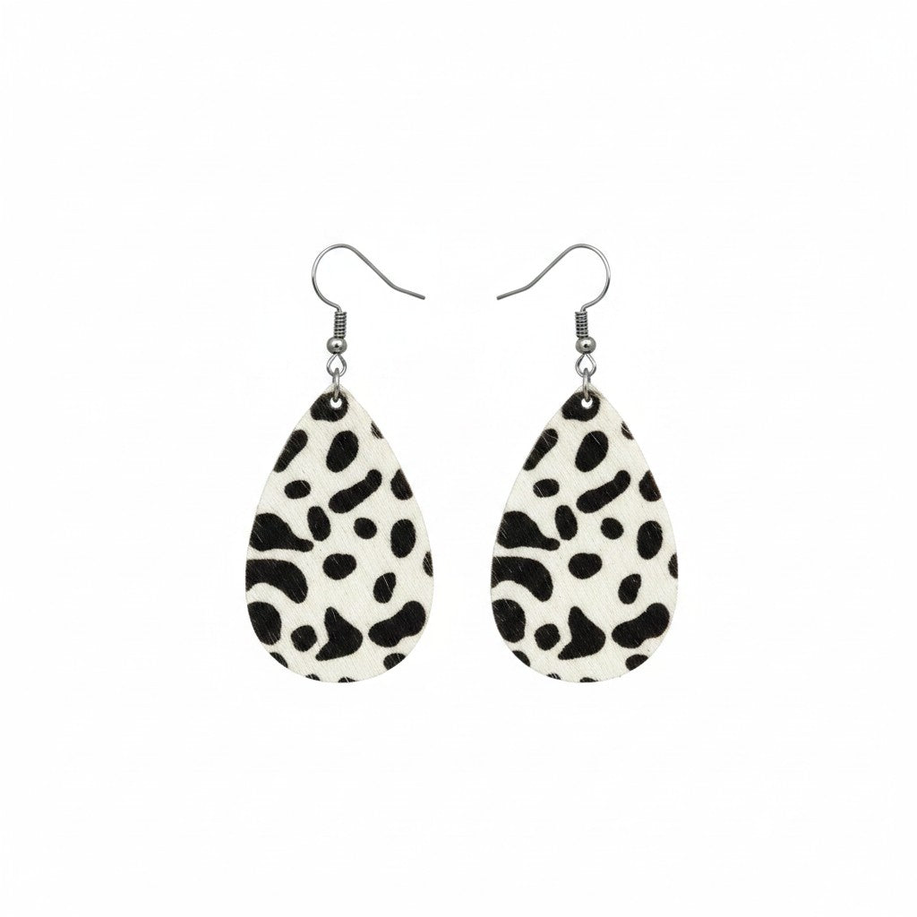 Snowdrift Cheetah Teardrop Earrings