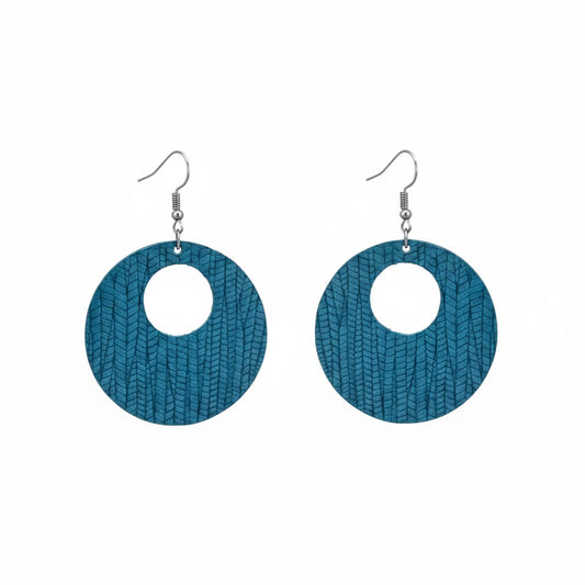 Teal Genuine Leather Earrings - E19-365