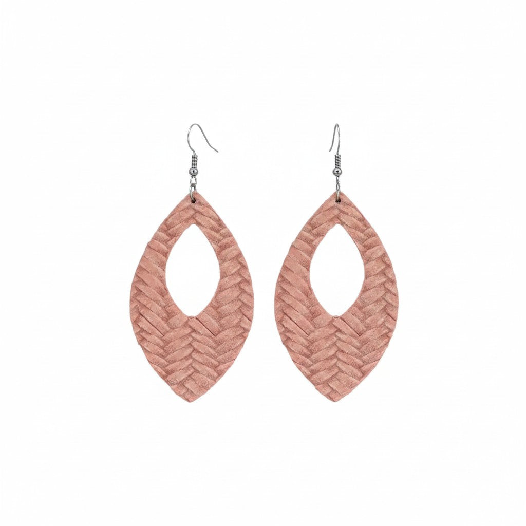 Pink Genuine Leather Earrings - E19-368