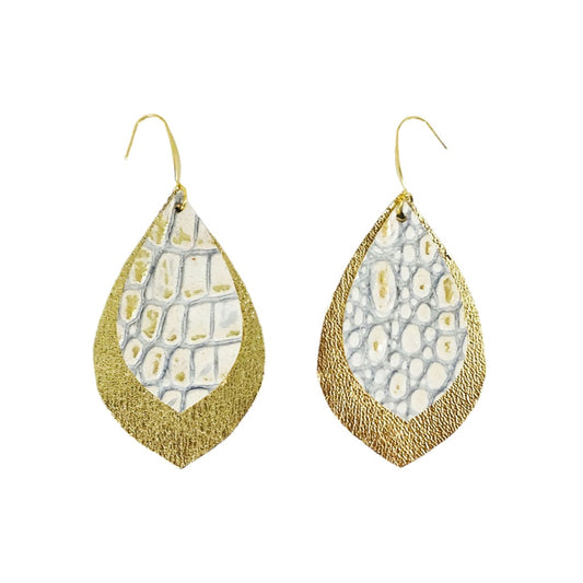 Gold & Ivory Layered Leaf Earrings