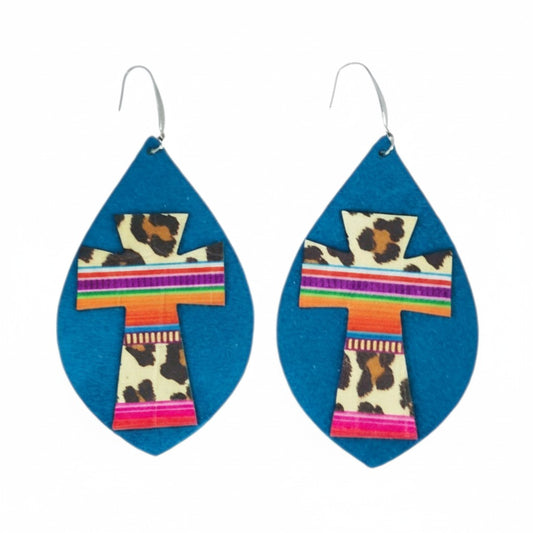 Turquoise Wild Cross Statement Earrings