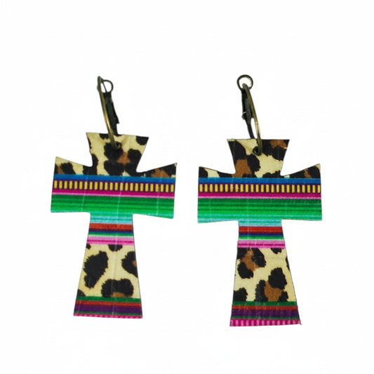 Wild Serape Cross Hoop Earrings
