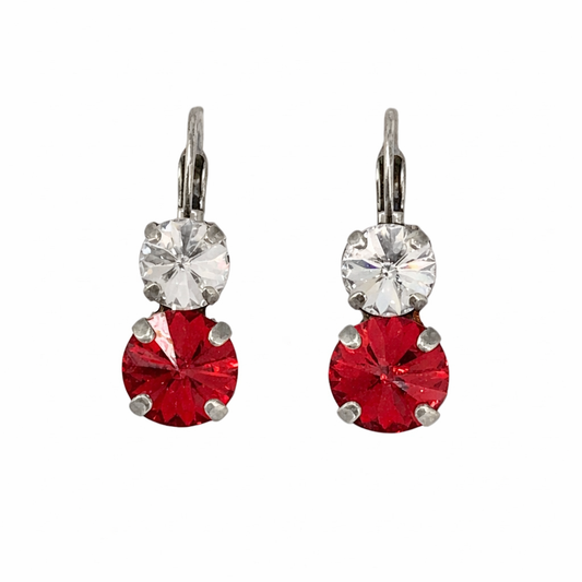 Scarlet & Crystal Double Rivoli Drop Earrings