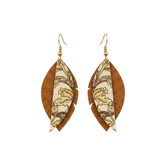 Genuine Brown Leather Layered Earrings - E19-381