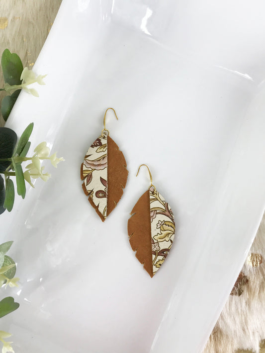 Genuine Brown Leather Layered Earrings - E19-381