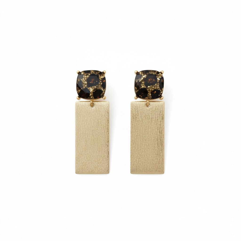 Leopard Glitter Statement Stud Earrings