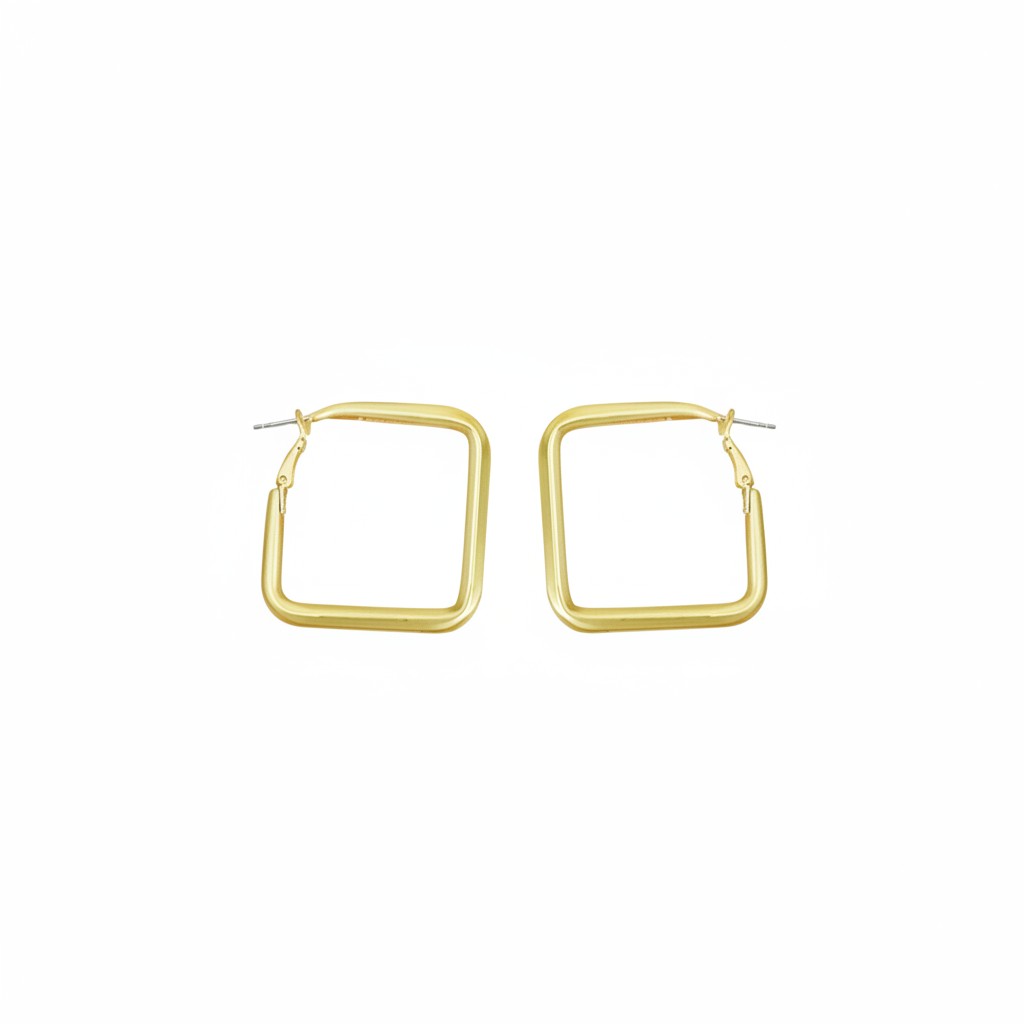 Matte Gold Square Hoop Earrings