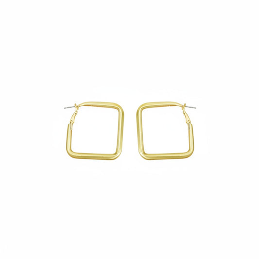 Matte Gold Square Hoop Earrings