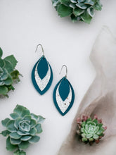 Load image into Gallery viewer, Genuine Turquoise Leather and Glitter Earrings - E19-396