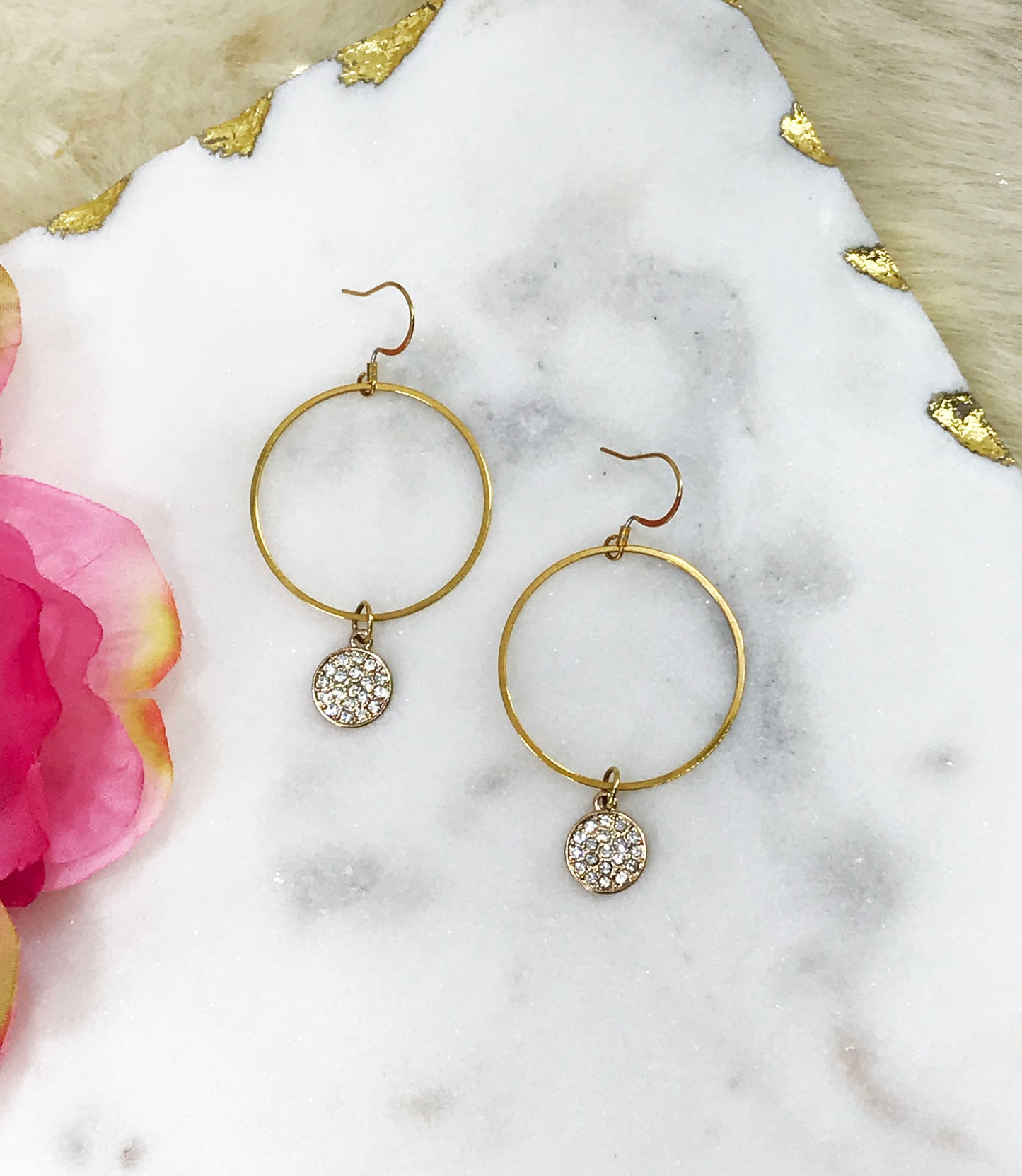 Pave Pendant & Hoop Earrings - E19-3971