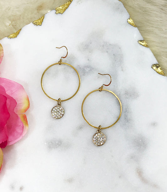 Pave Pendant & Hoop Earrings - E19-3971