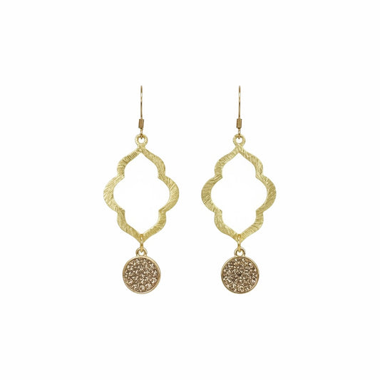 Brushed Gold Marquise & Pavé Drop Earrings