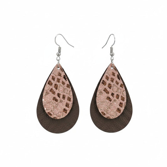 Layered Genuine Leather Earrings - E19-405