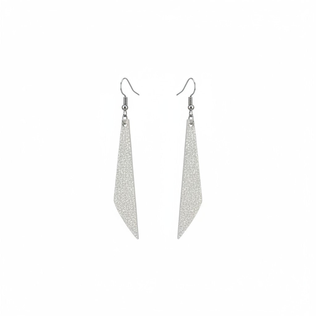 White Genuine Leather Drop Earrings - E19-409