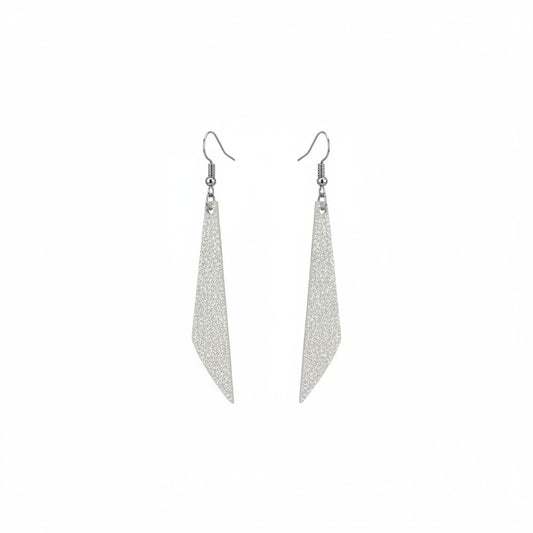 White Genuine Leather Drop Earrings - E19-409